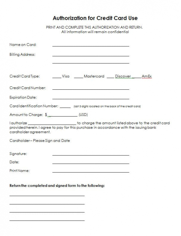 2 Free Credit Card Authorization Form Templates - Free throughout Authorization To Charge Credit Card Template