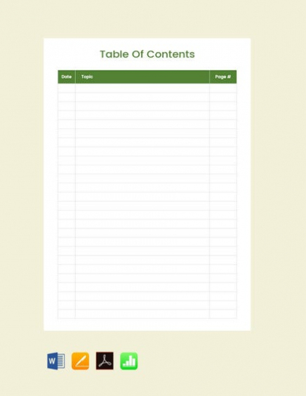 24 + Table Of Contents - Pdf, Doc | Free &amp; Premium Templates intended for Blank Table Of Contents Template