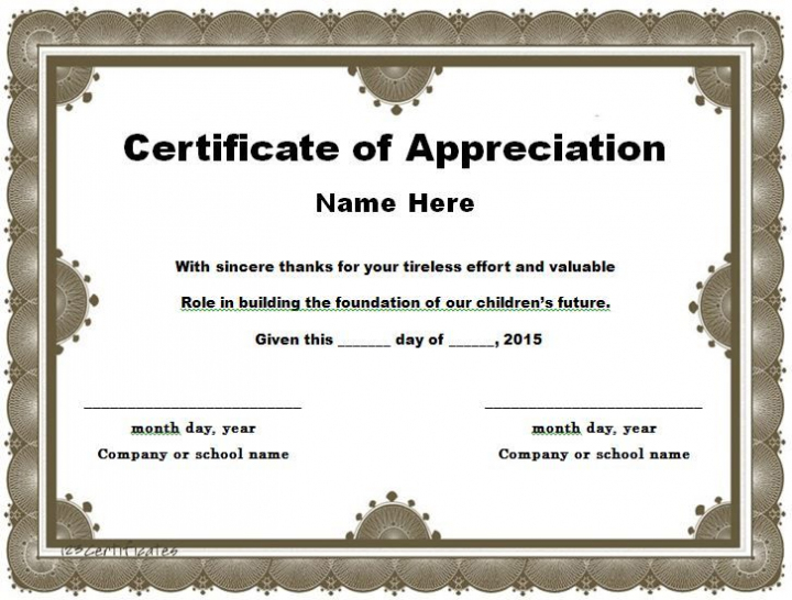 30 Free Certificate Of Appreciation Templates And Letters regarding In Appreciation Certificate Templates
