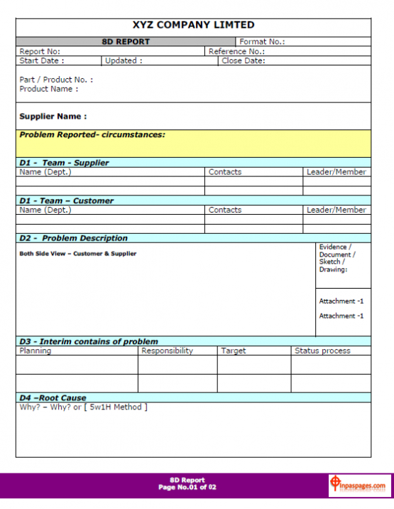 8D Report Template (6) - Templates Example | Templates with 8D Report Format Template