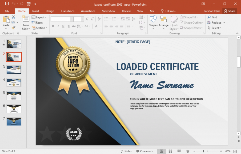 Animated Certificate Powerpoint Template for Powerpoint Certificate Templates Free Download