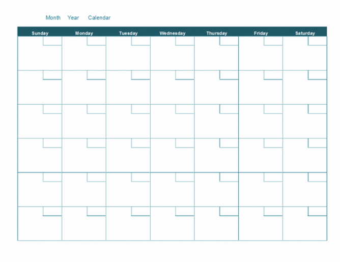 Blank Monthly Calendar throughout Blank One Month Calendar Template