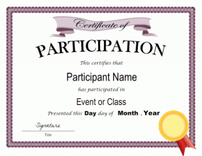 Certificate Of Participation Template | Certificate Of regarding Participation Certificate Templates Free Download