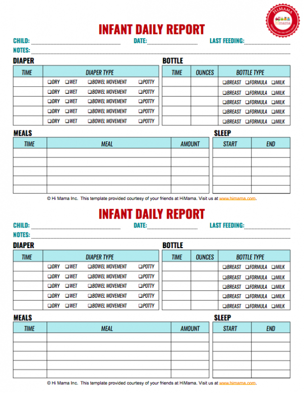 Infant &amp; Toddler Daily Reports - Free Printable | Himama pertaining to Daycare Infant Daily Report Template