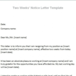 Two Weeks' Notice Letter With Downloadable Template for Two Week Notice Template Word