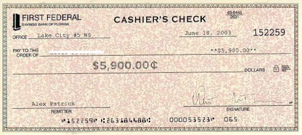 Cashiers Check Template
