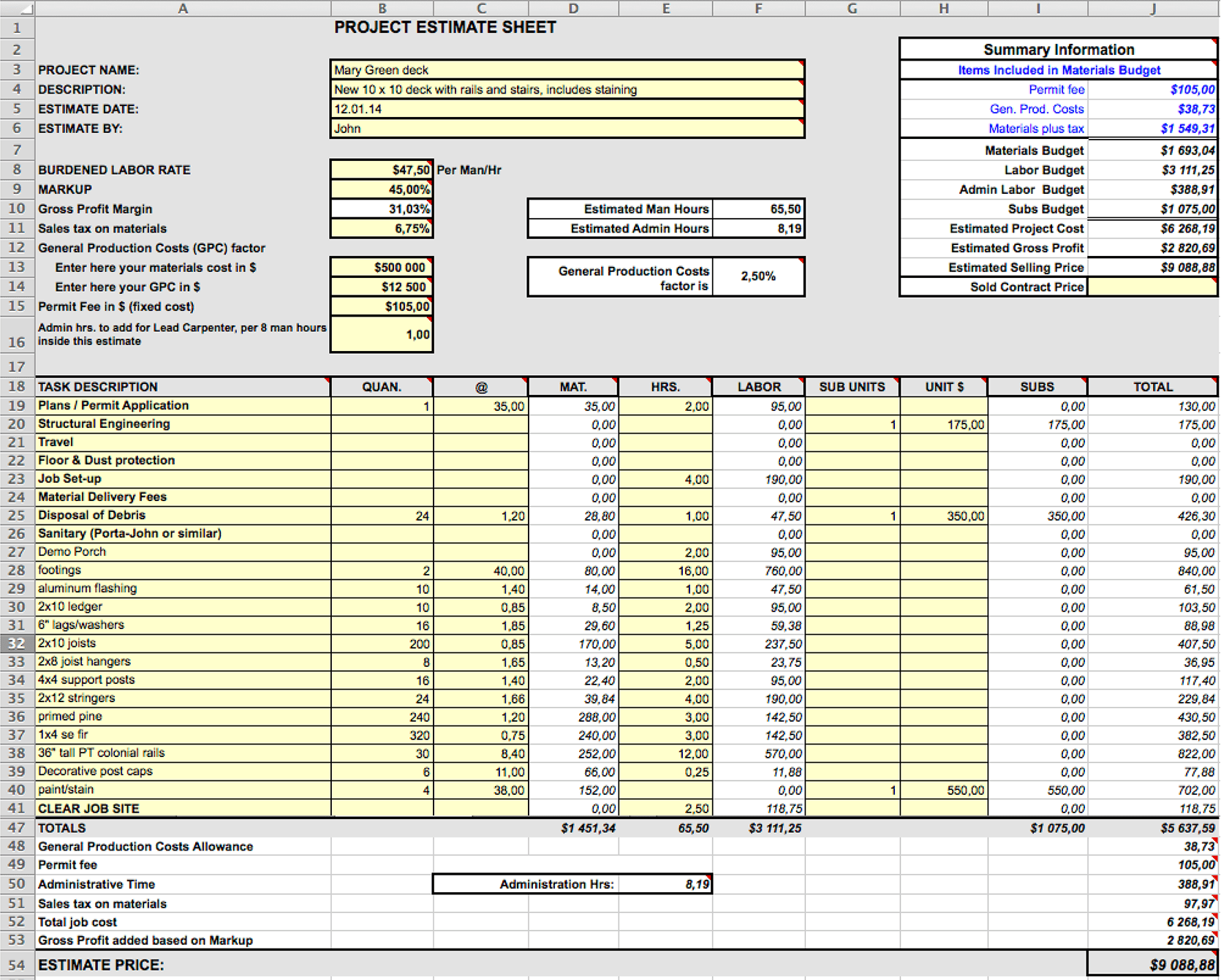 11 Best Design Construction Cost Estimation Methods  Fohlio Inside Interior Design Budget Template With Interior Design Budget Template