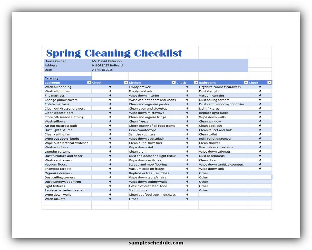11+ Cleaning Checklist Template Excel  sample schedule Within Cleaning Services Checklist Template For Cleaning Services Checklist Template