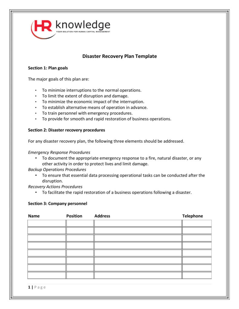 11 Effective Disaster Recovery Plan Templates [DRP] ᐅ TemplateLab Regarding Disaster Recovery Plan Checklist Template