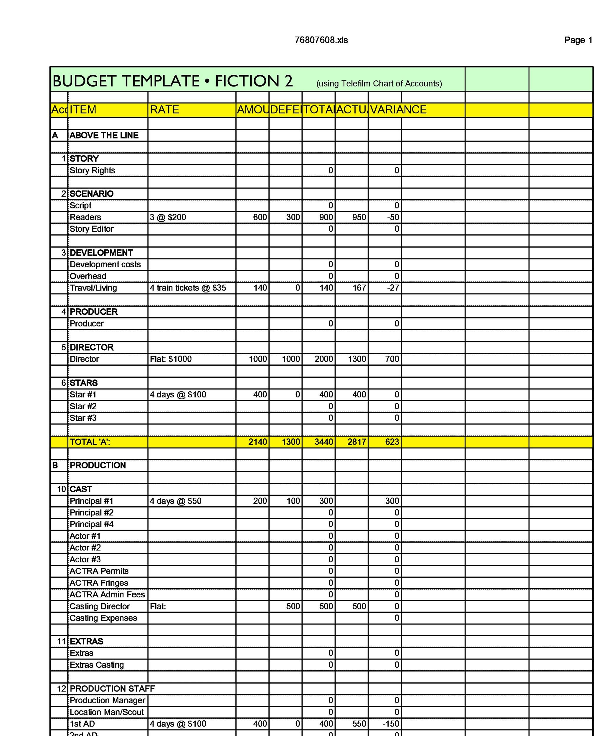 11 Free Film Budget Templates (Excel, Word) ᐅ TemplateLab Inside Student Film Budget Template Within Student Film Budget Template