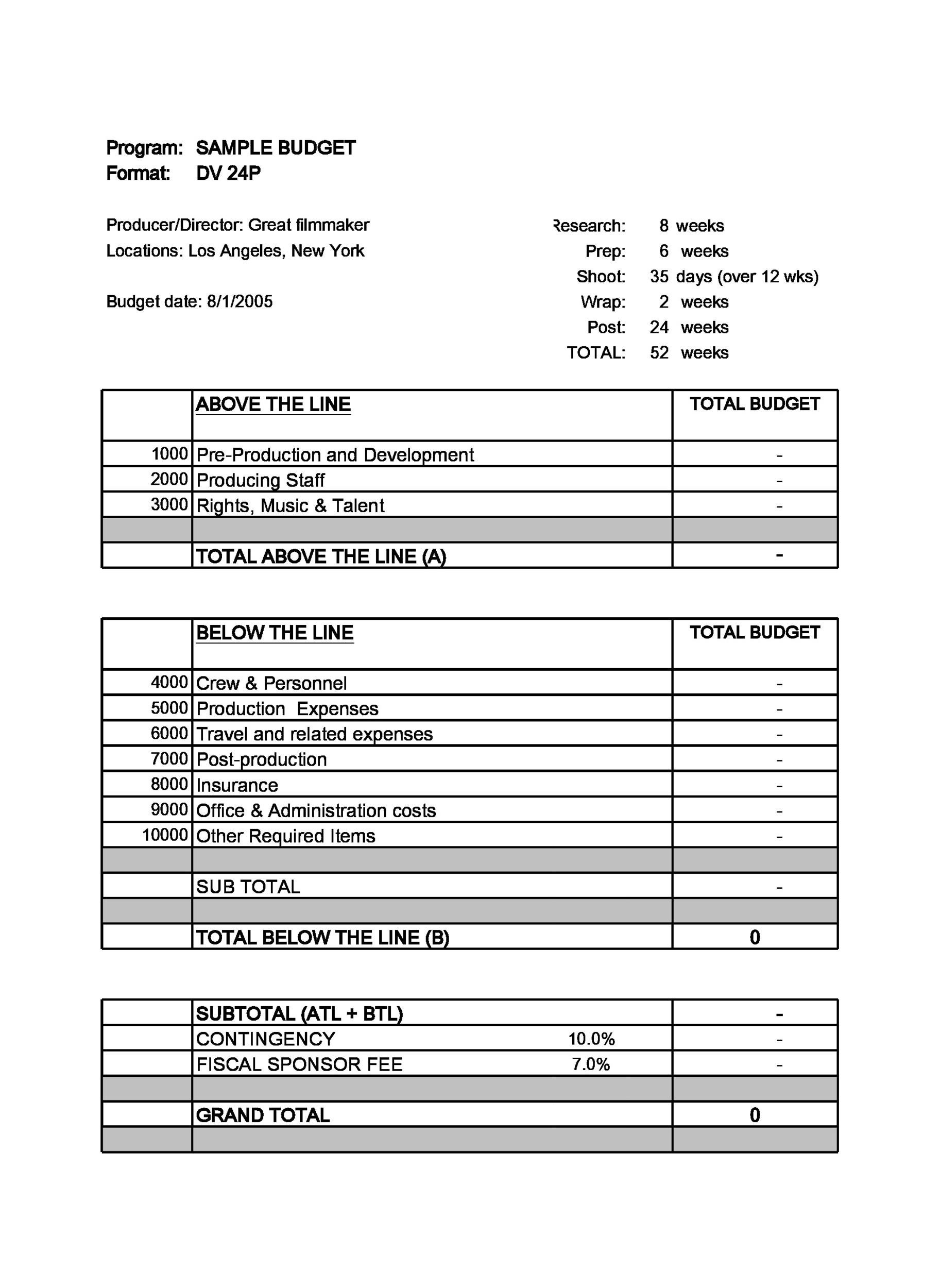 11 Free Film Budget Templates (Excel, Word) ᐅ TemplateLab Pertaining To Music Video Budget Template Intended For Music Video Budget Template