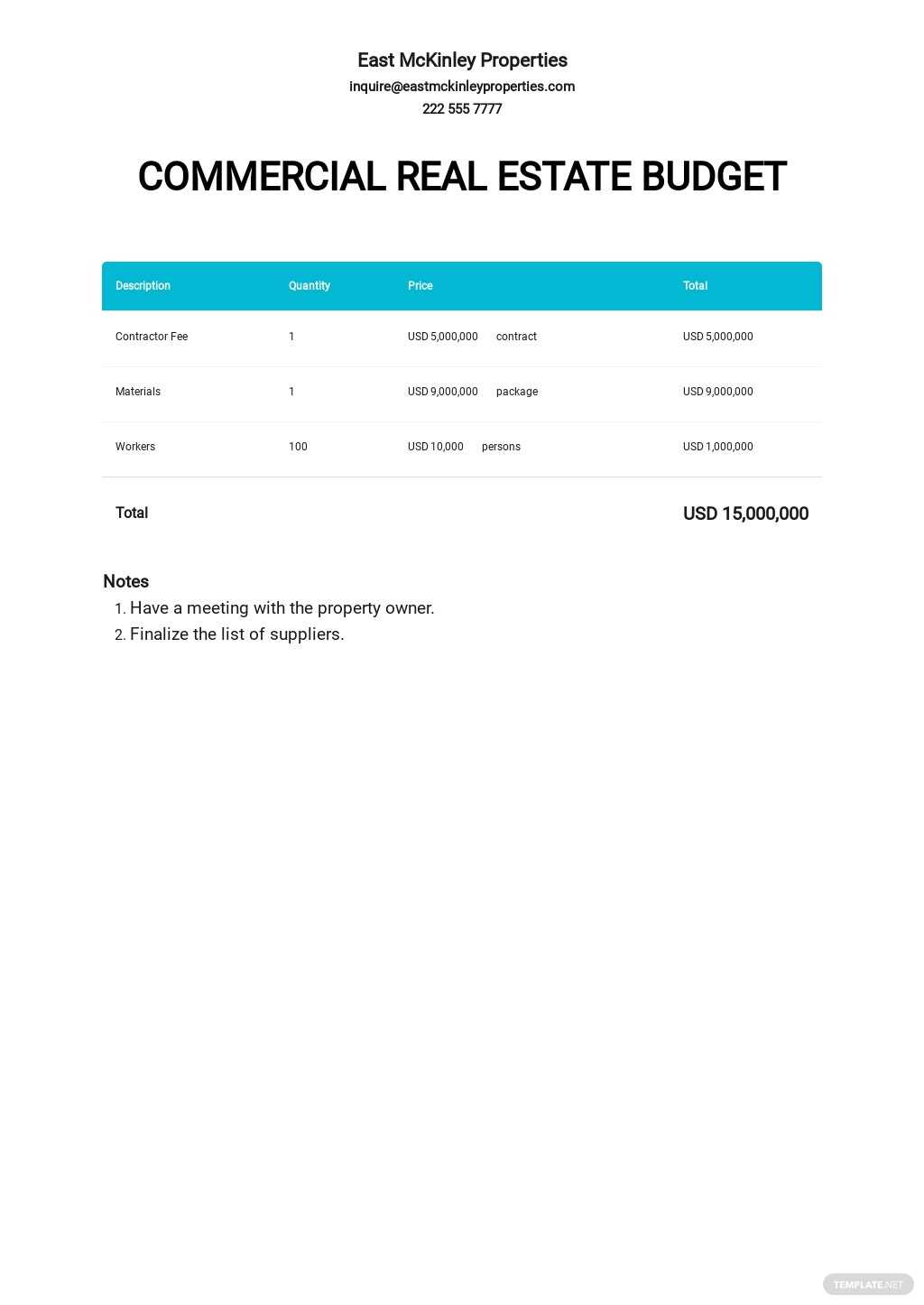 11+ FREE Real Estate Budget Templates [Edit & Download]  Template For Commercial Property Budget Template