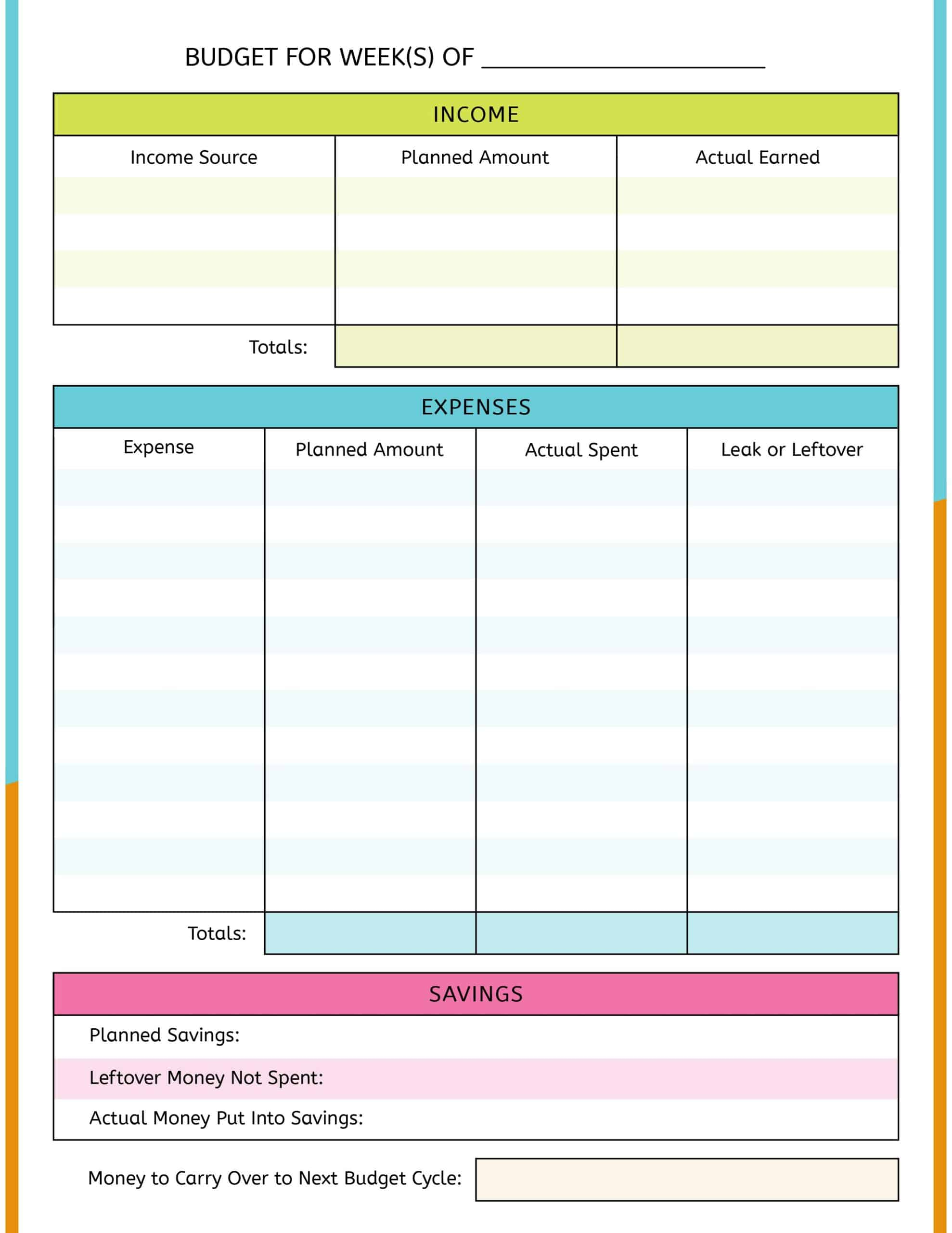 11 Free Teen Budget Worksheets & Tools (Start Your Teenager Budgeting) For Youth Camp Budget Template Regarding Youth Camp Budget Template