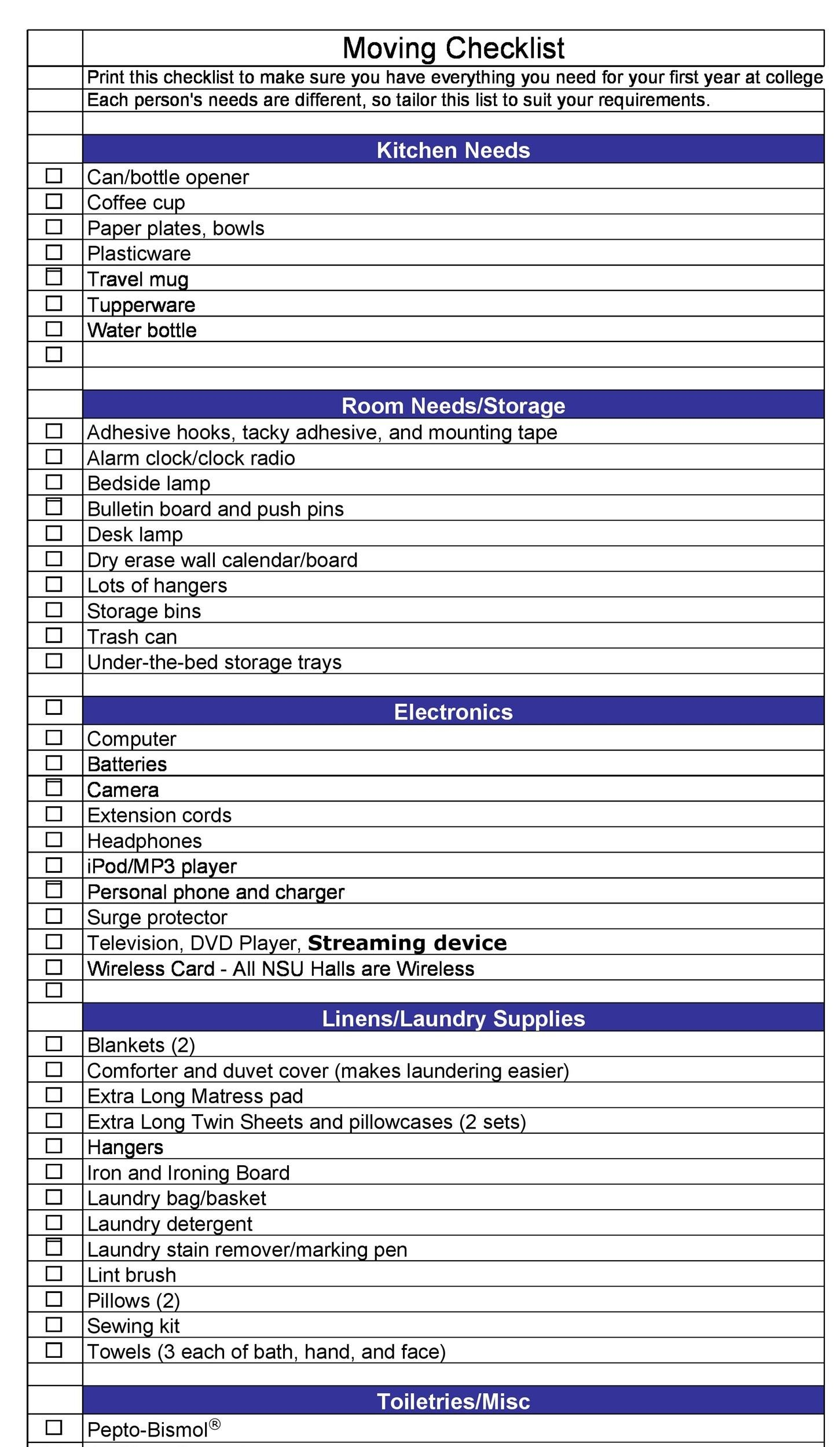 11 Great Moving Checklists [Checklist for Moving In / Out] ᐅ  Intended For Move In Checklist Template Inside Move In Checklist Template