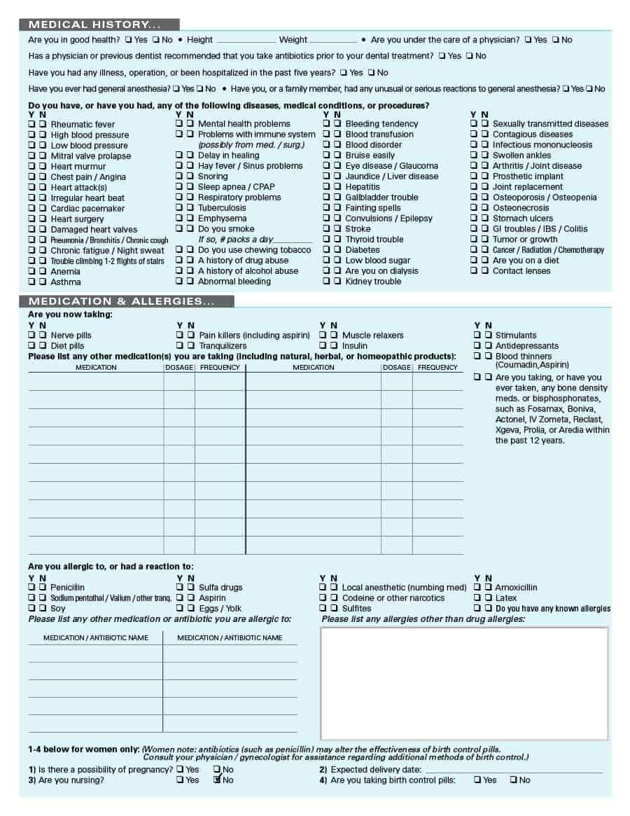 11 Medical History Forms [Word, PDF] - PrintableTemplates Throughout Medical History Checklist Template Within Medical History Checklist Template