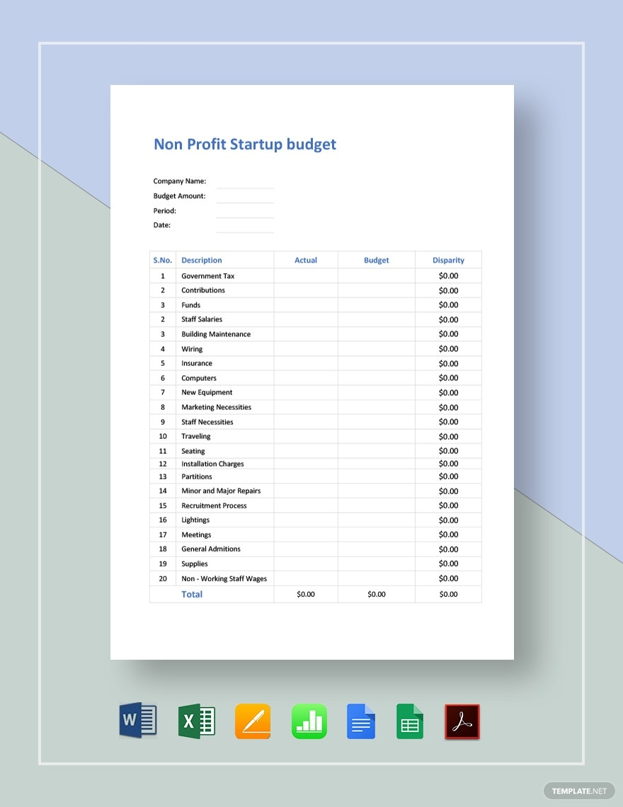 11+ Non-Profit Budget Templates - Sample, Example, Format  Free  Throughout Non Profit Start Up Budget Template For Non Profit Start Up Budget Template