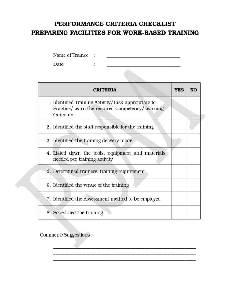 11 With Ojt Training Checklist Template