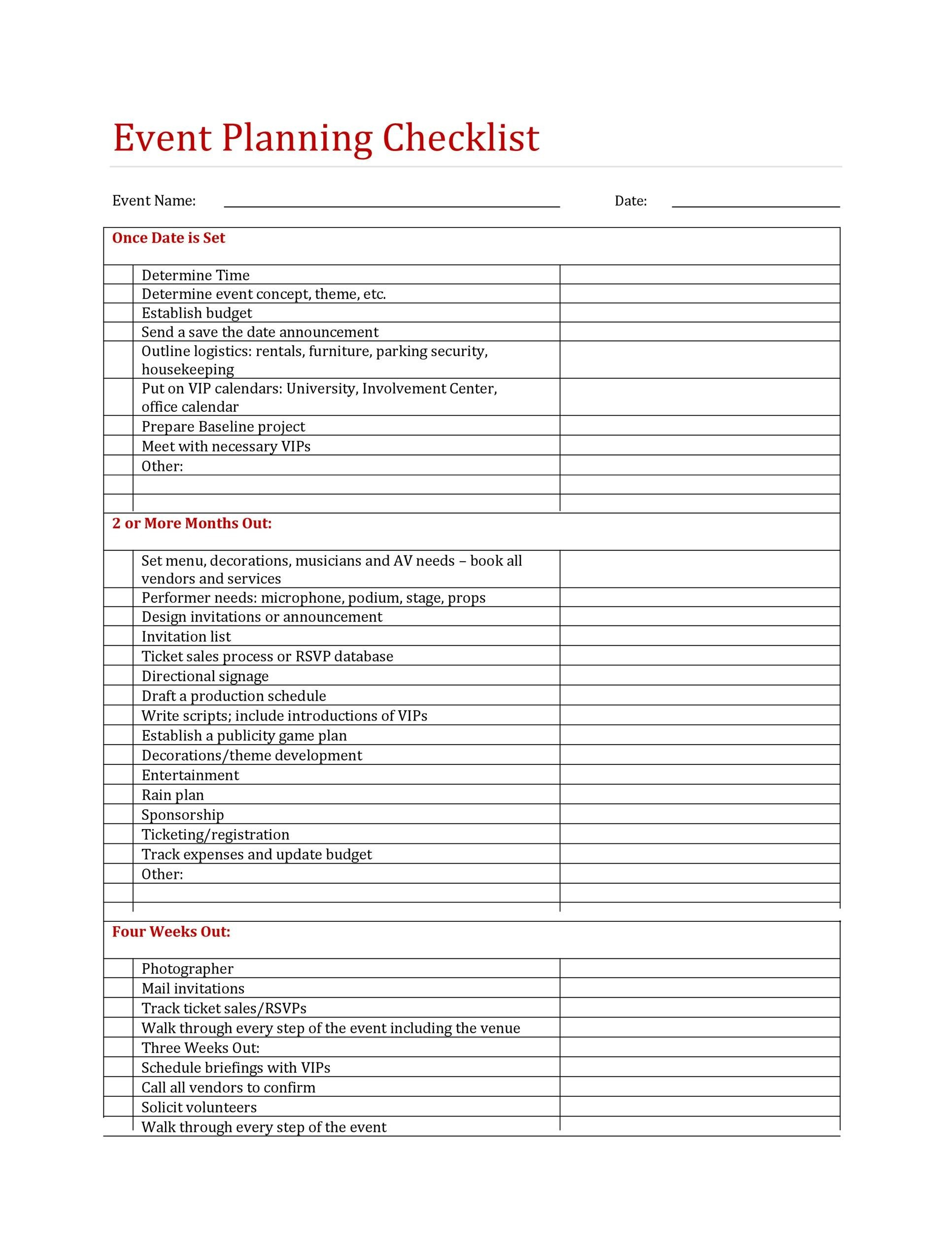 11 Professional Event Planning Checklist Templates ᐅ TemplateLab Regarding Fundraising Event Planning Checklist Template In Fundraising Event Planning Checklist Template