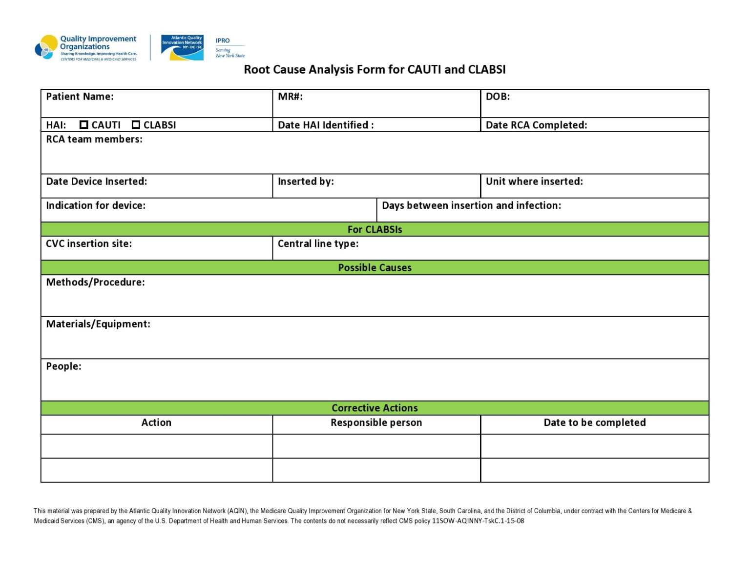 root cause analysis and corrective action plan template