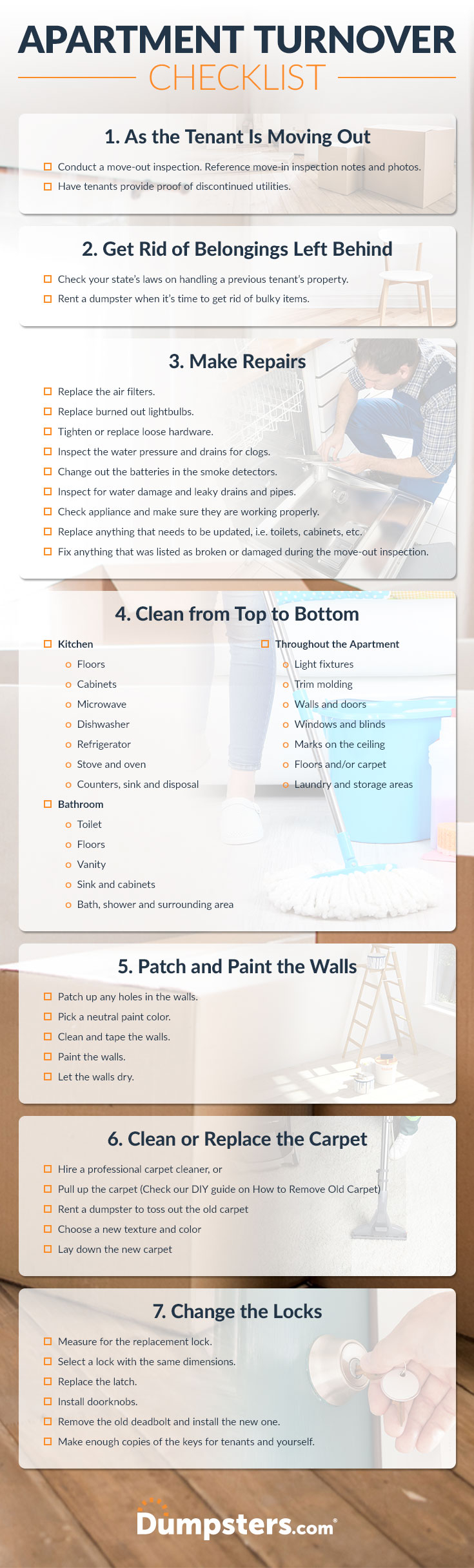 A Landlord Apartment Turnover Cleaning Checklist  Dumpsters For Apartment Turnover Checklist Template