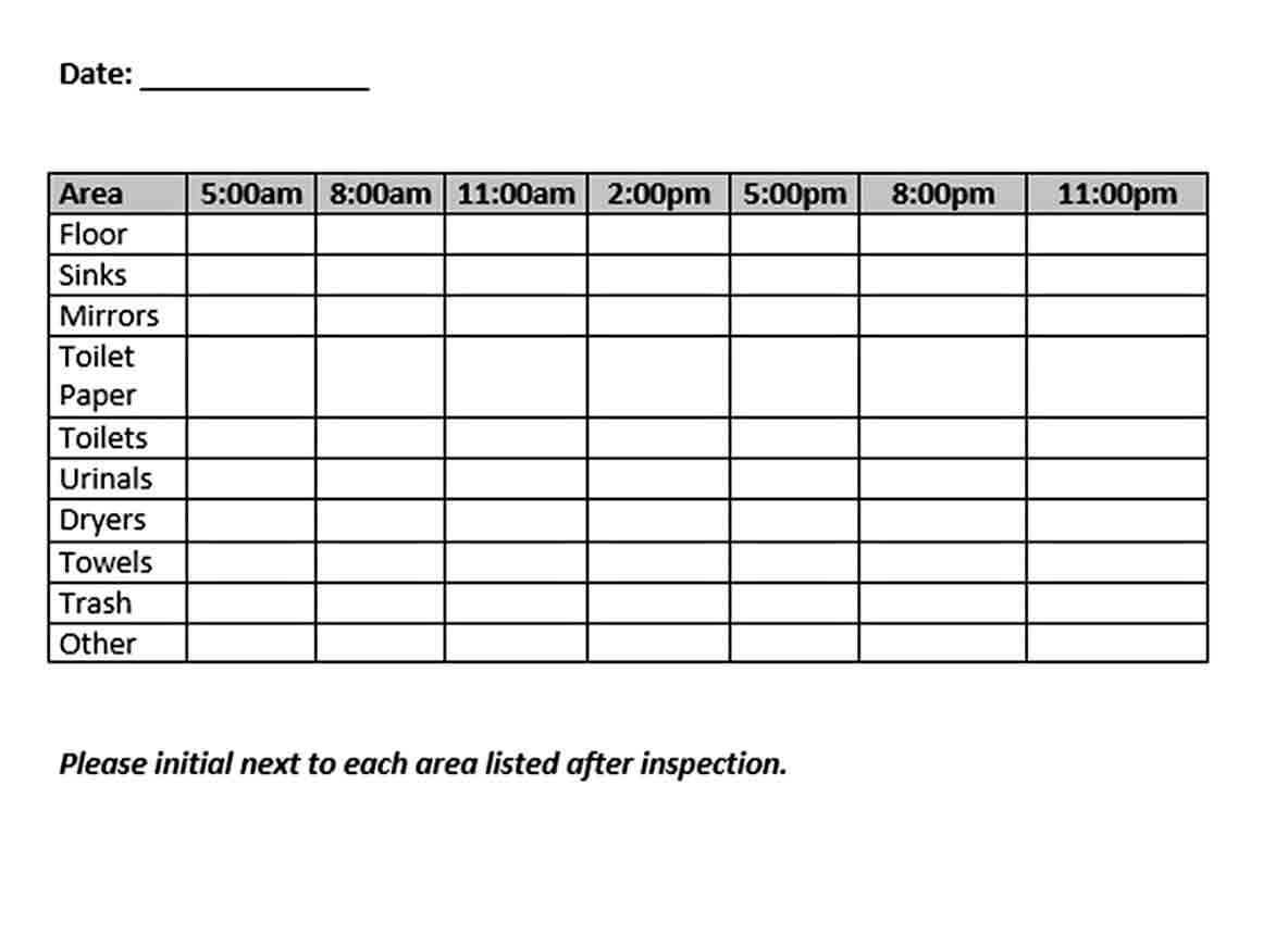 Bathroom Cleaning Schedule Template  Within Bathroom Cleaning Checklist Template With Bathroom Cleaning Checklist Template