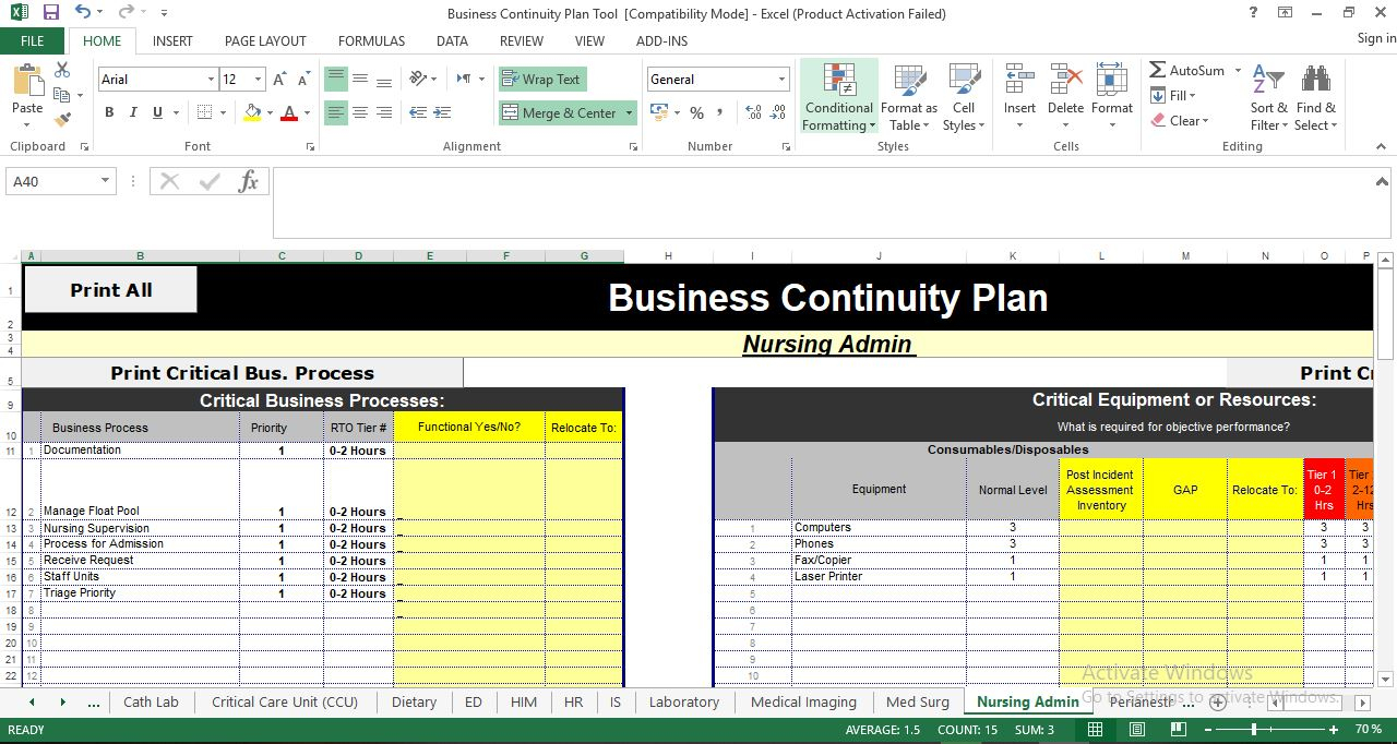 Business Continuity Plan Template in Excel With Business Continuity Checklist Template With Regard To Business Continuity Checklist Template