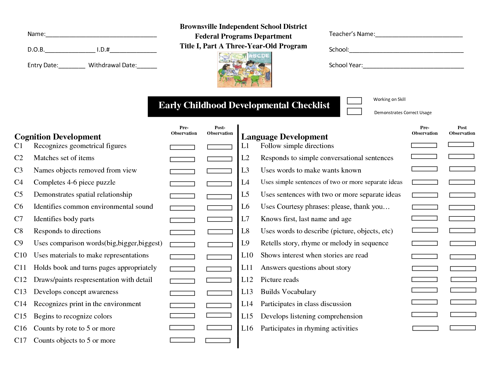 Checklists (Informal Assessment) - Cheryl West Portfolio Intended For Teacher Checklist Template For Assessment Intended For Teacher Checklist Template For Assessment