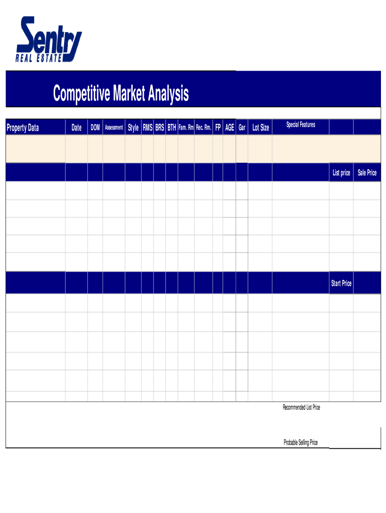 Cma Form - Fill Online, Printable, Fillable, Blank  pdfFiller Inside Competitive Market Analysis Real Estate Template Inside Competitive Market Analysis Real Estate Template