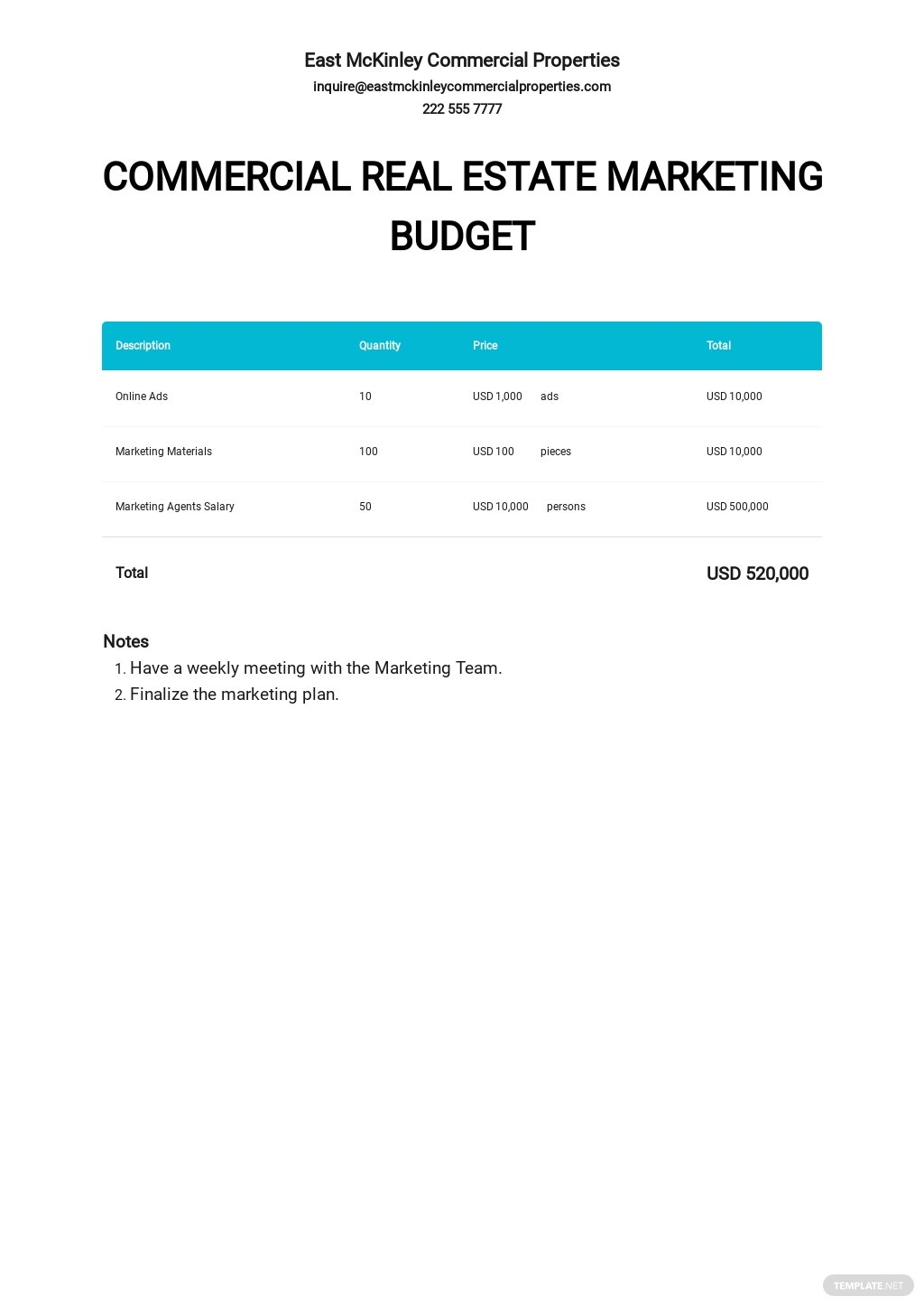 Commercial Real Estate Marketing Budget Template [Free PDF  With Regard To Real Estate Marketing Budget Template Inside Real Estate Marketing Budget Template