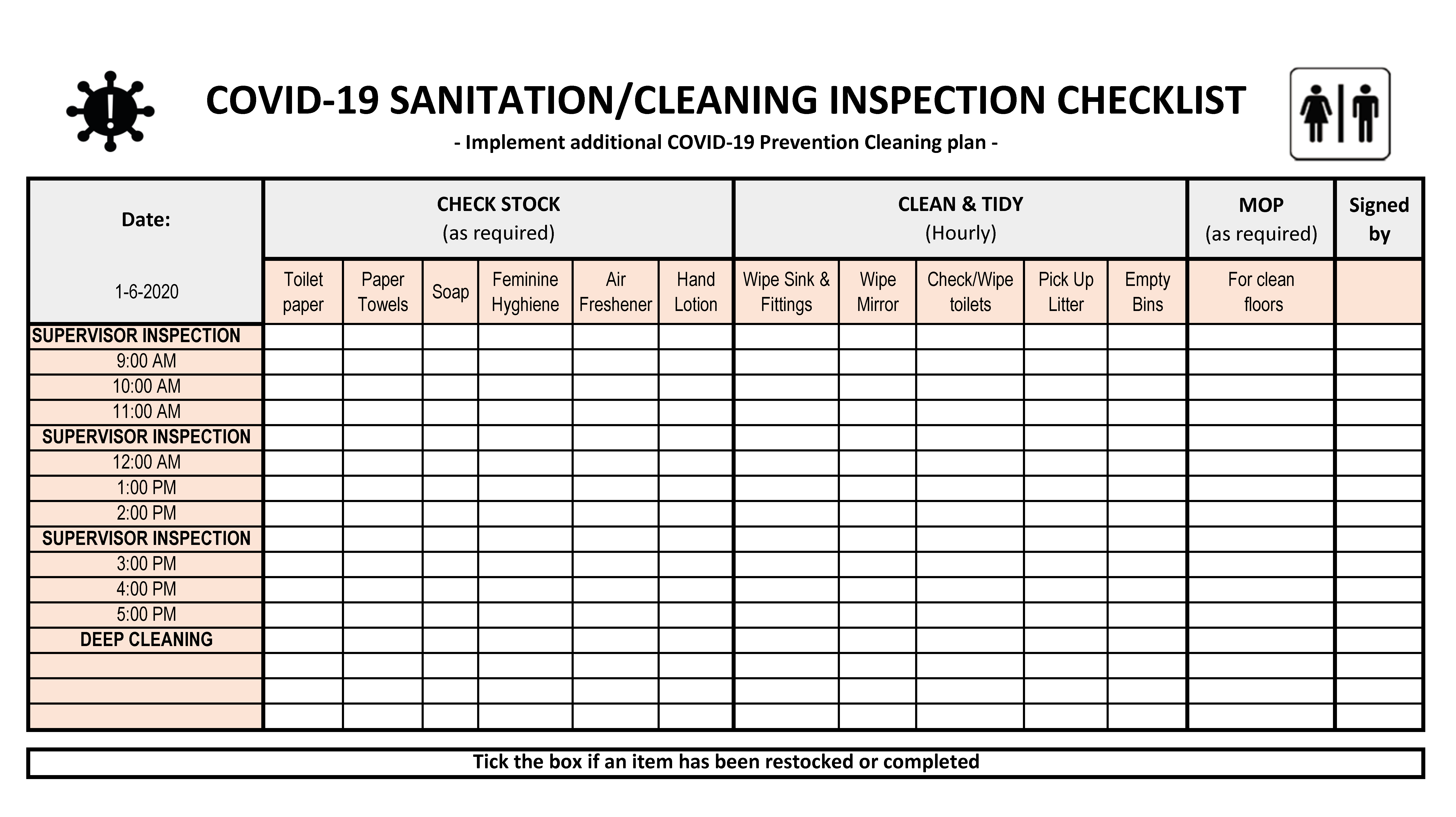 COVID-11 Facility Cleaning List - Premium Schablone With Facility Maintenance Checklist Template Within Facility Maintenance Checklist Template