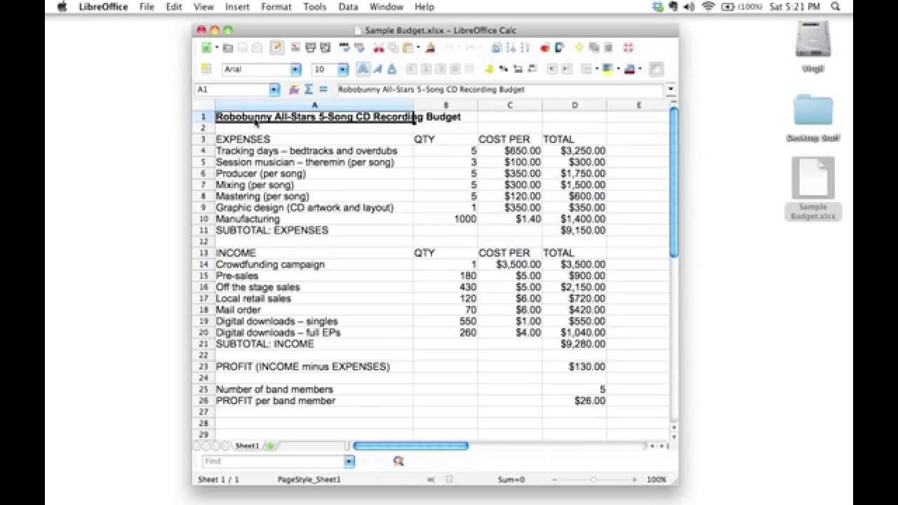 Creating a spreadsheet to track a 11 song CD recording budget Inside Recording Album Budget Template Within Recording Album Budget Template