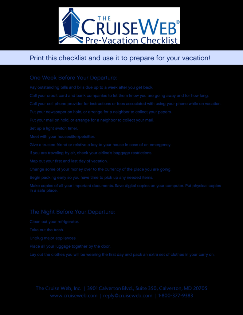 免费Cruise Vacation Checklist  样本文件在allbusinesstemplates.com Pertaining To Pet Sitter Checklist Template