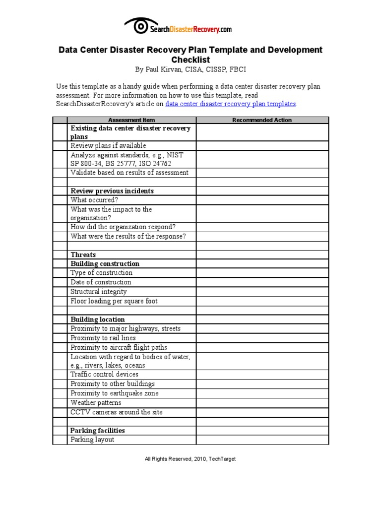 Data Center Disaster Recovery Plan Template From Search Disaster  Throughout Disaster Recovery Plan Checklist Template In Disaster Recovery Plan Checklist Template