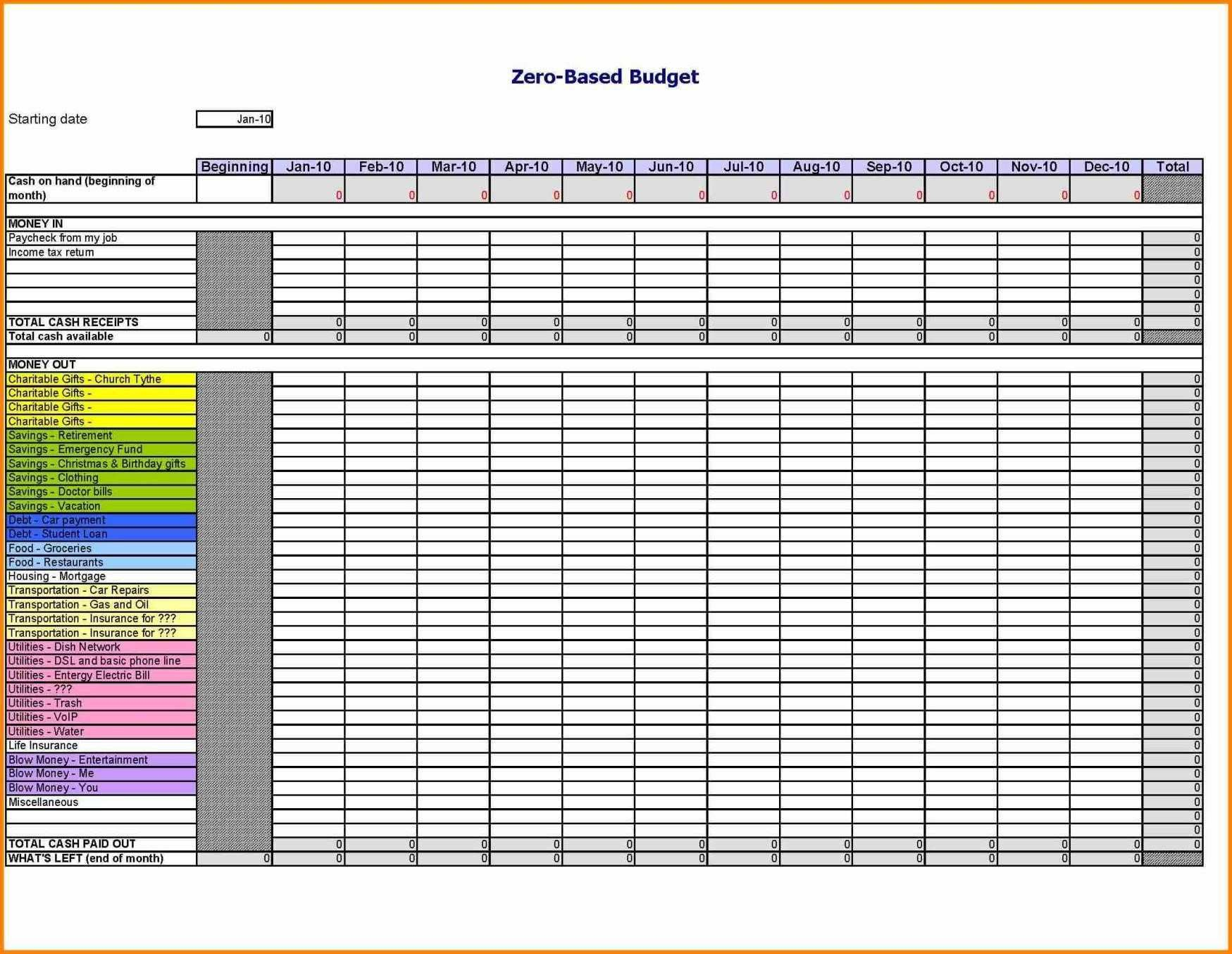Dave Ramsey Budget Worksheet Excel - Printable Worksheet Template With Zero Based Budget Template For Business Within Zero Based Budget Template For Business