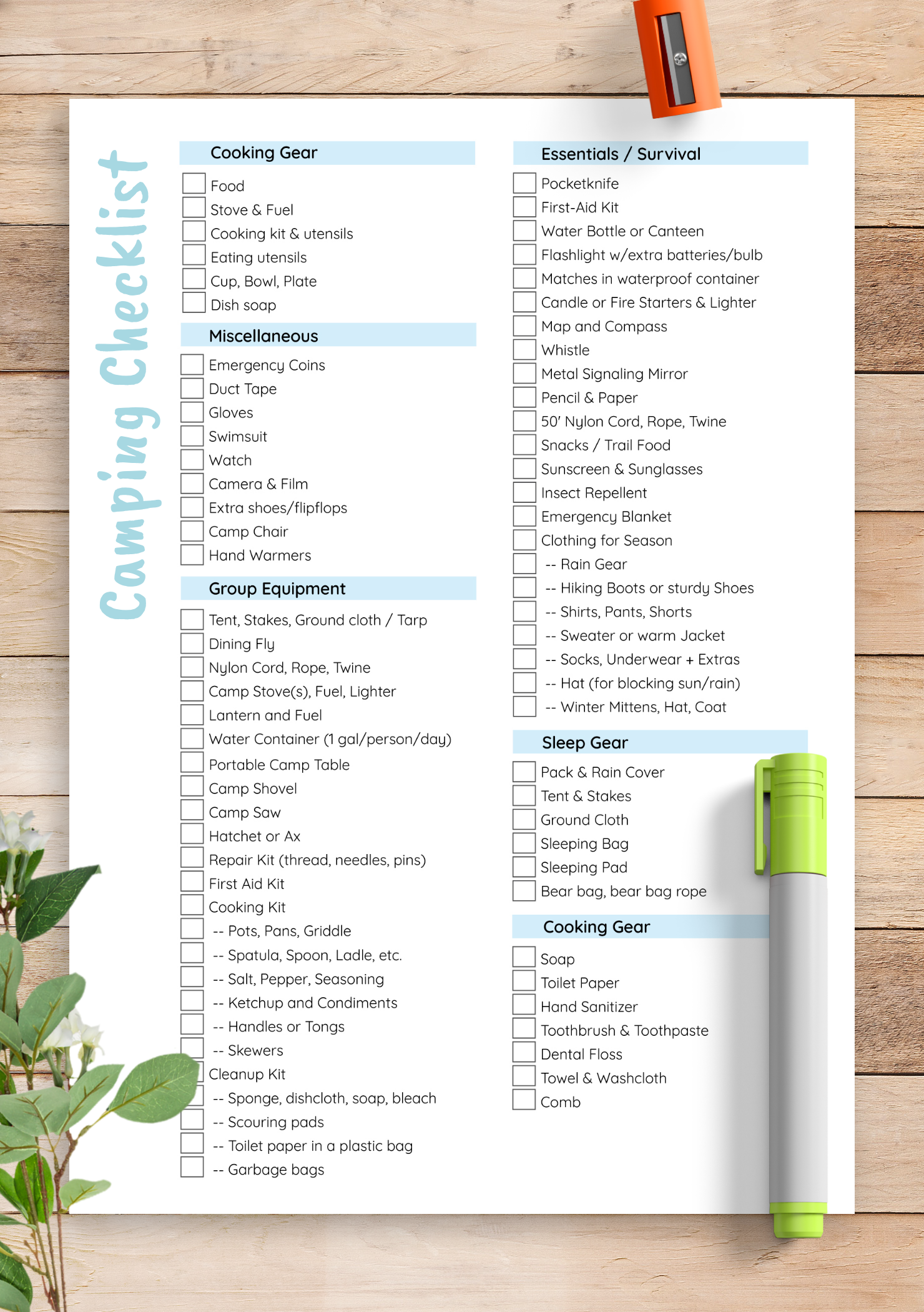 Download Printable Camping Checklist Template PDF Regarding Camping Checklist Template Within Camping Checklist Template