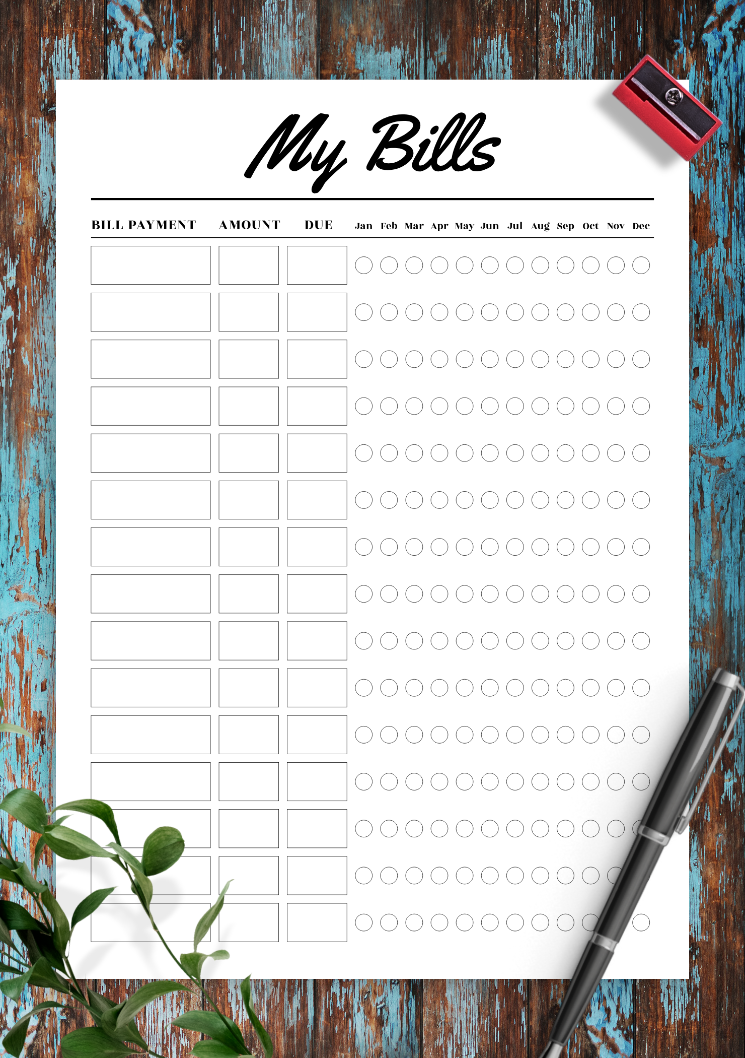 Download Printable My Bills budget planner PDF Intended For Monthly Bill Budget Template Pertaining To Monthly Bill Budget Template