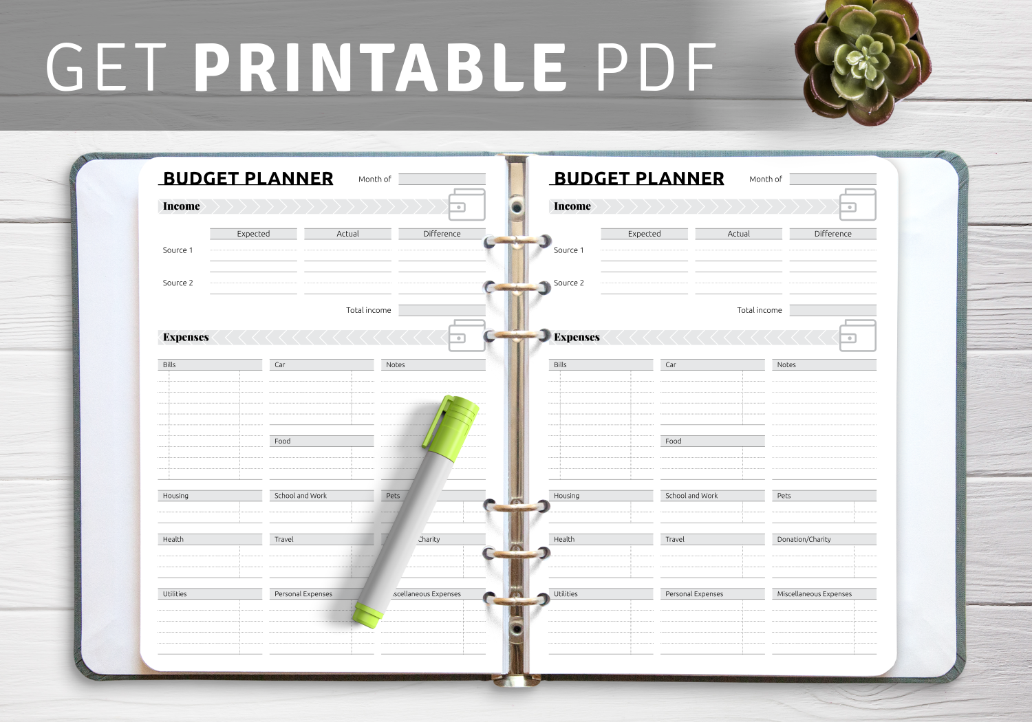 Download Printable Simple monthly budget template PDF Pertaining To Personal Home Budget Template Inside Personal Home Budget Template