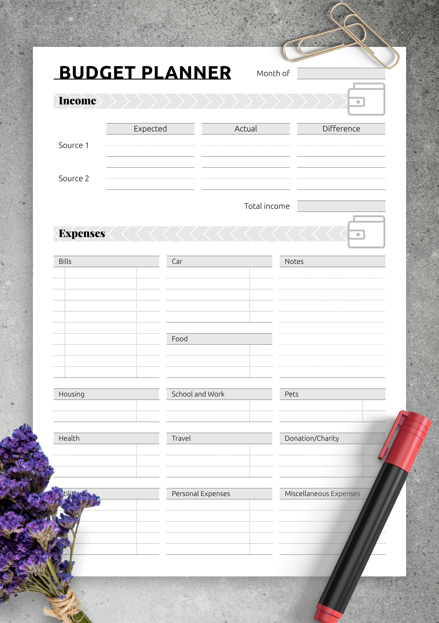 Download Printable Simple monthly budget template PDF Throughout Basic Personal Budget Template With Basic Personal Budget Template
