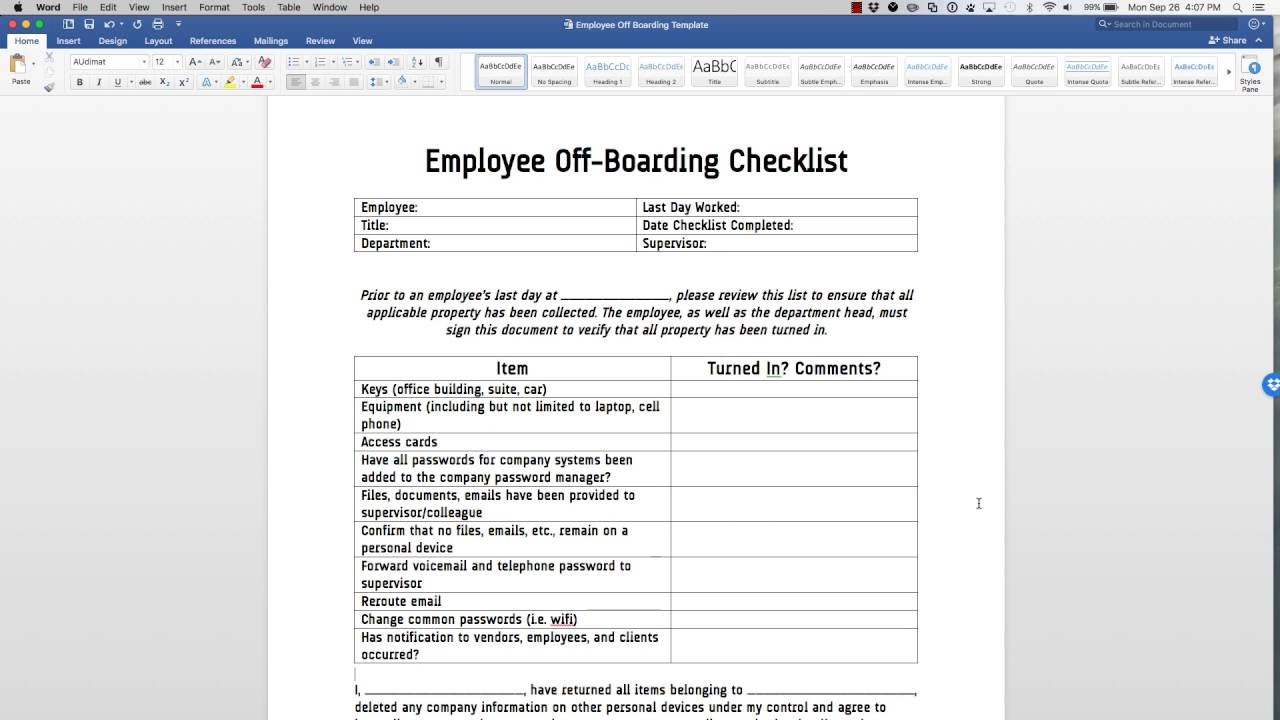 Employee Off Boarding Checklist Template - YouTube Inside Offboarding Checklist Template Pertaining To Offboarding Checklist Template
