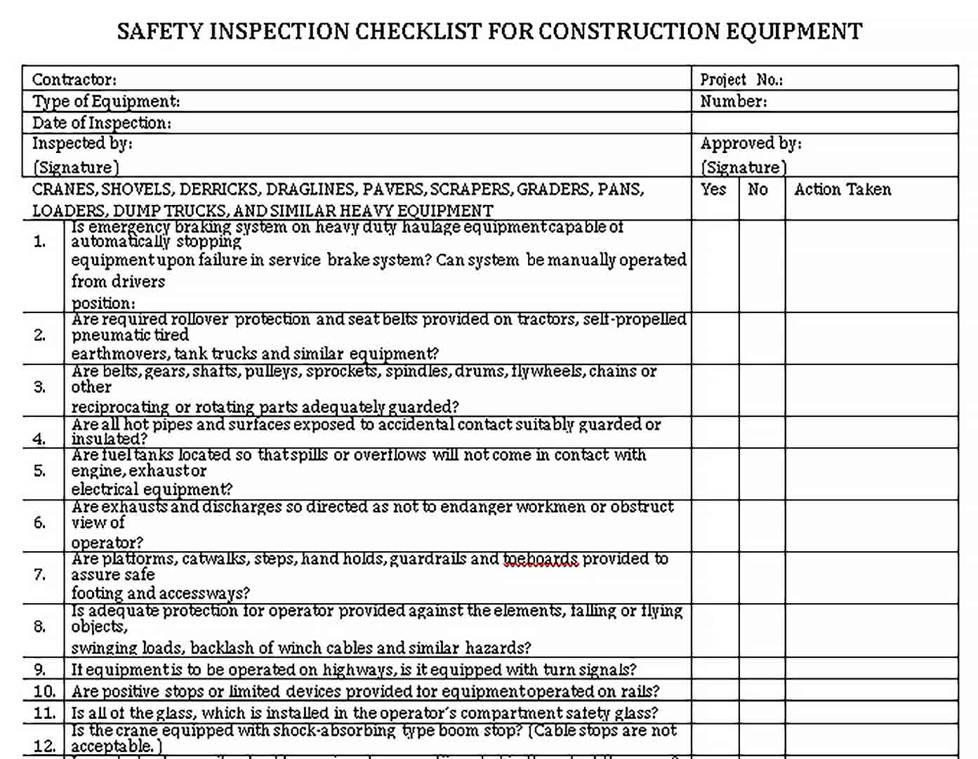 Equipment checklist sample template  welding rodeo Designer With Equipment Commissioning Checklist Template Intended For Equipment Commissioning Checklist Template