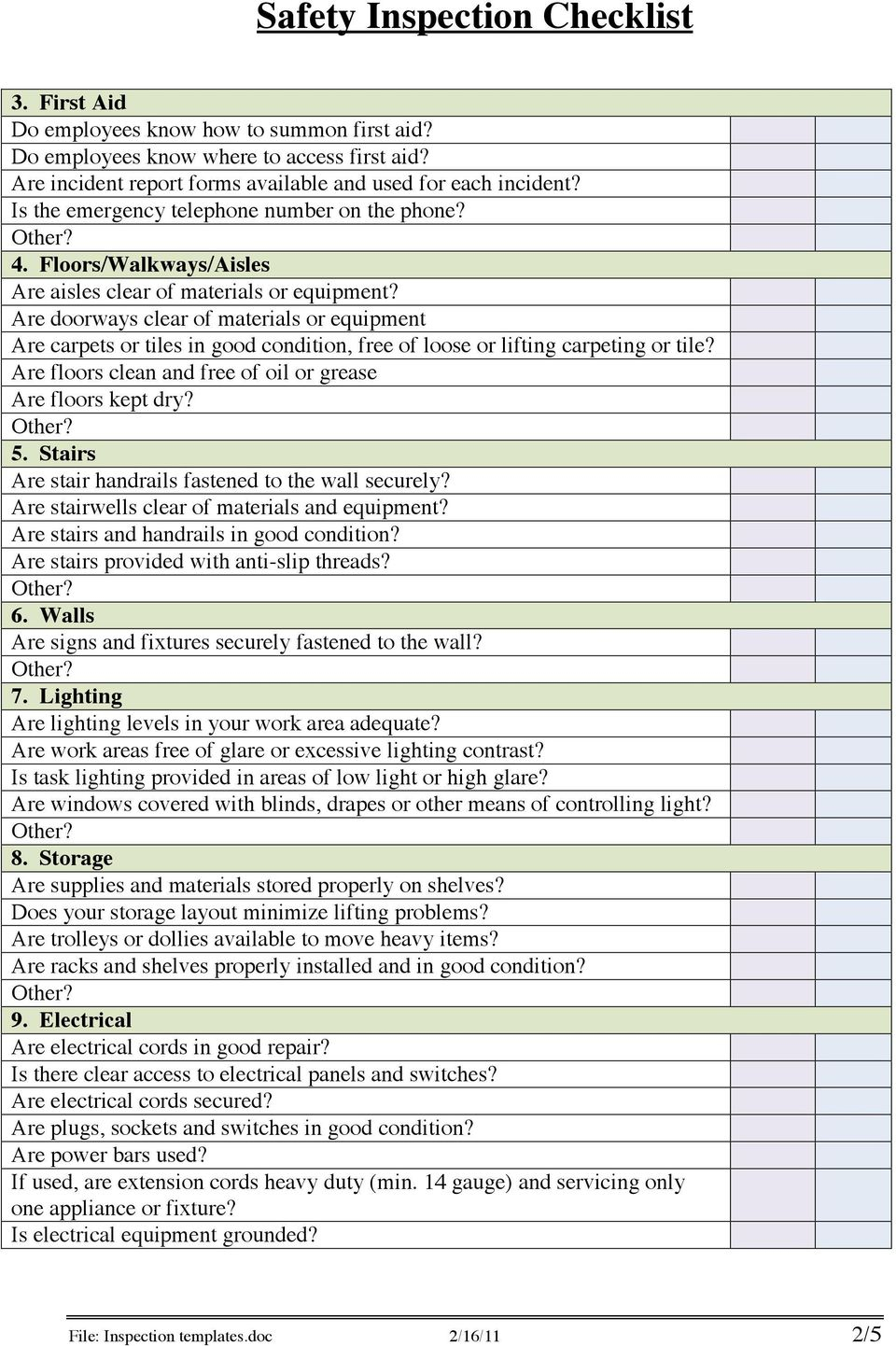 erinpurcelll: Warehouse Inspection Checklist Template : Ultimate  With Regard To Warehouse Safety Inspection Checklist Template Inside Warehouse Safety Inspection Checklist Template