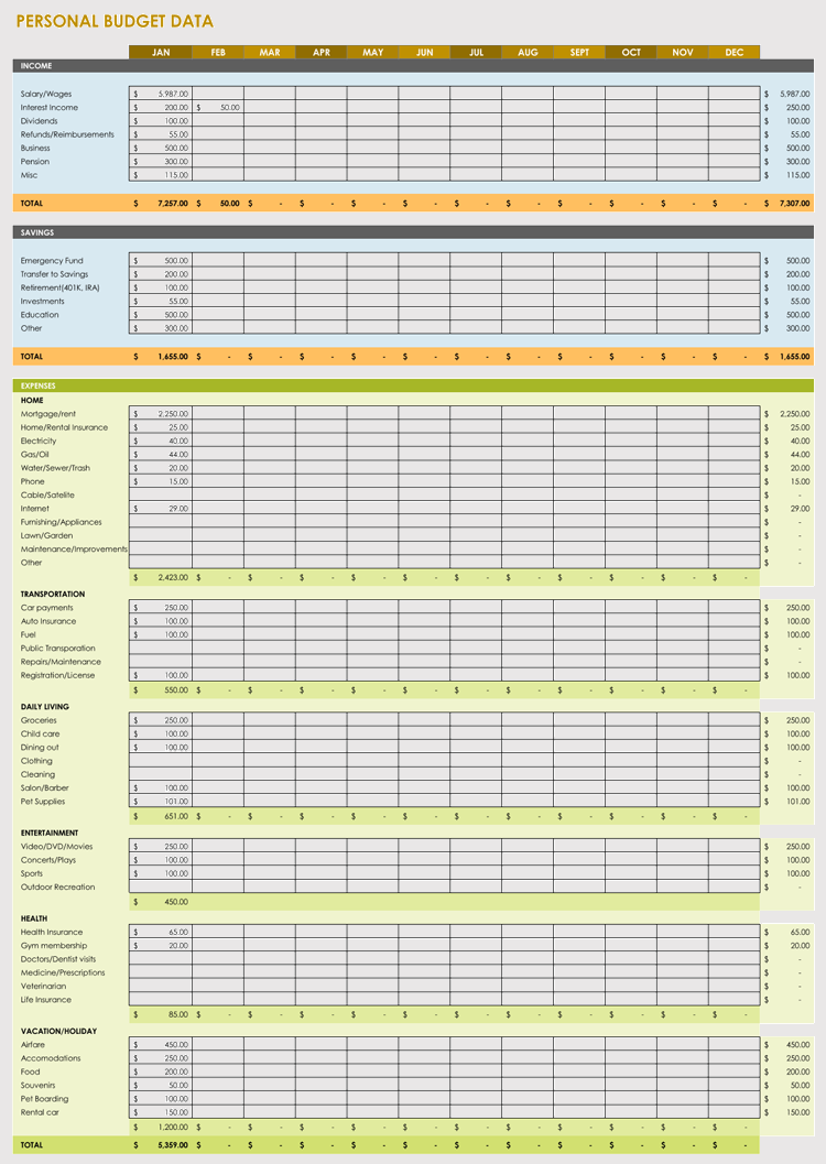 Expense Record & Tracking Templates (Weekly, Monthly Worksheets) Regarding Recording Album Budget Template Within Recording Album Budget Template