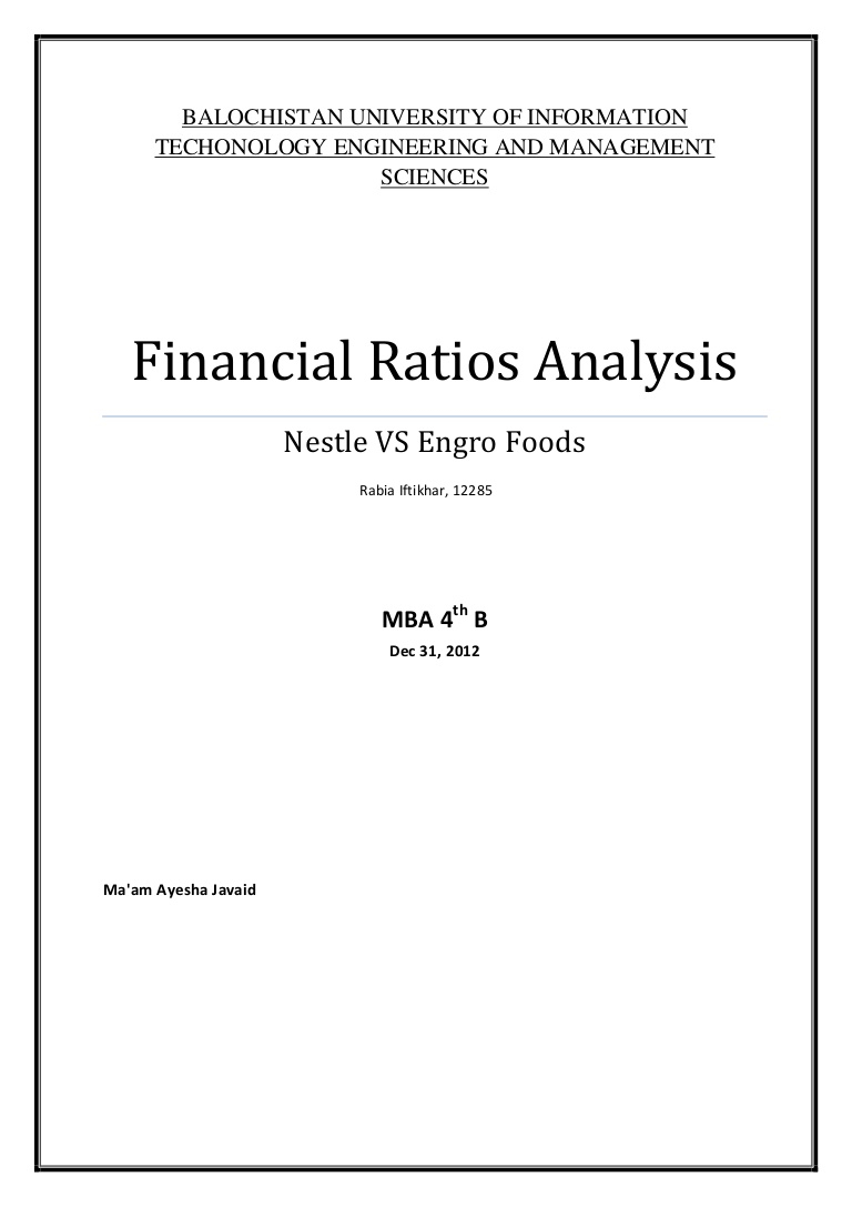 Financial ratios analysis project at Nestle and Engro Foods Inside Financial Analysis Report Template With Financial Analysis Report Template