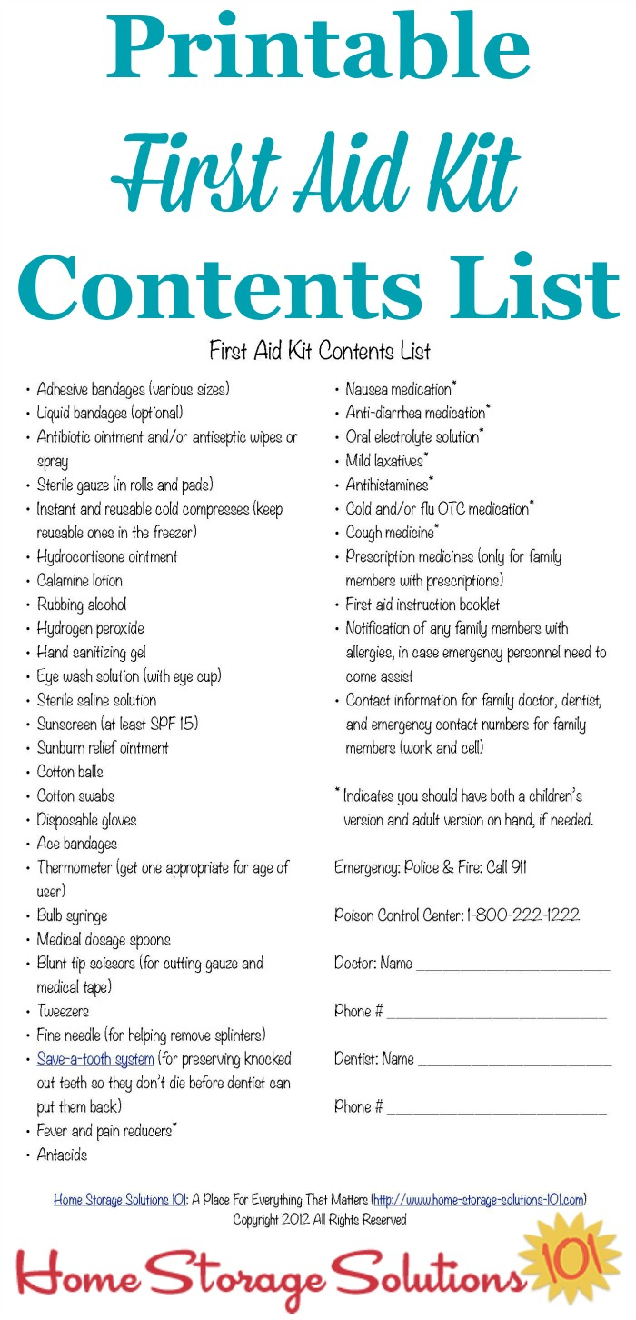 First Aid Kit Contents List: What You Really Need With First Aid Kit Contents Checklist Template Inside First Aid Kit Contents Checklist Template