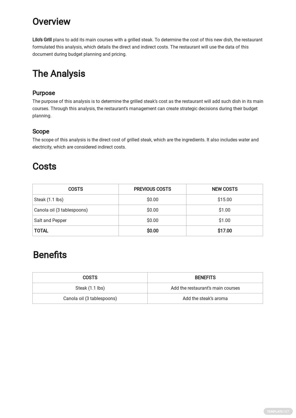 Food Cost Analysis Template [Free PDF] - Google Docs, Word, Apple  In Food Cost Analysis Template With Food Cost Analysis Template
