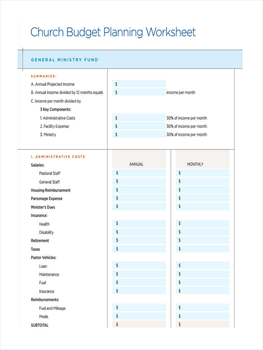 FREE 11+ Church Budget Forms in PDF  Excel In Budget Template For Church Ministry With Budget Template For Church Ministry