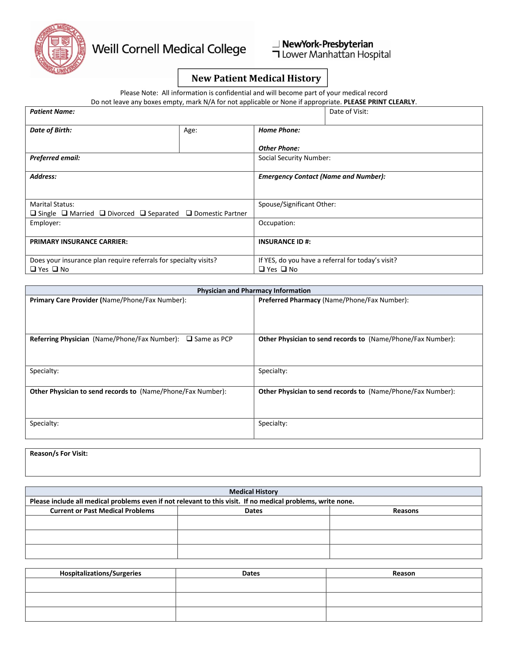 FREE 11+ Medical History Forms in PDF  MS Word  Excel Pertaining To Medical History Checklist Template For Medical History Checklist Template