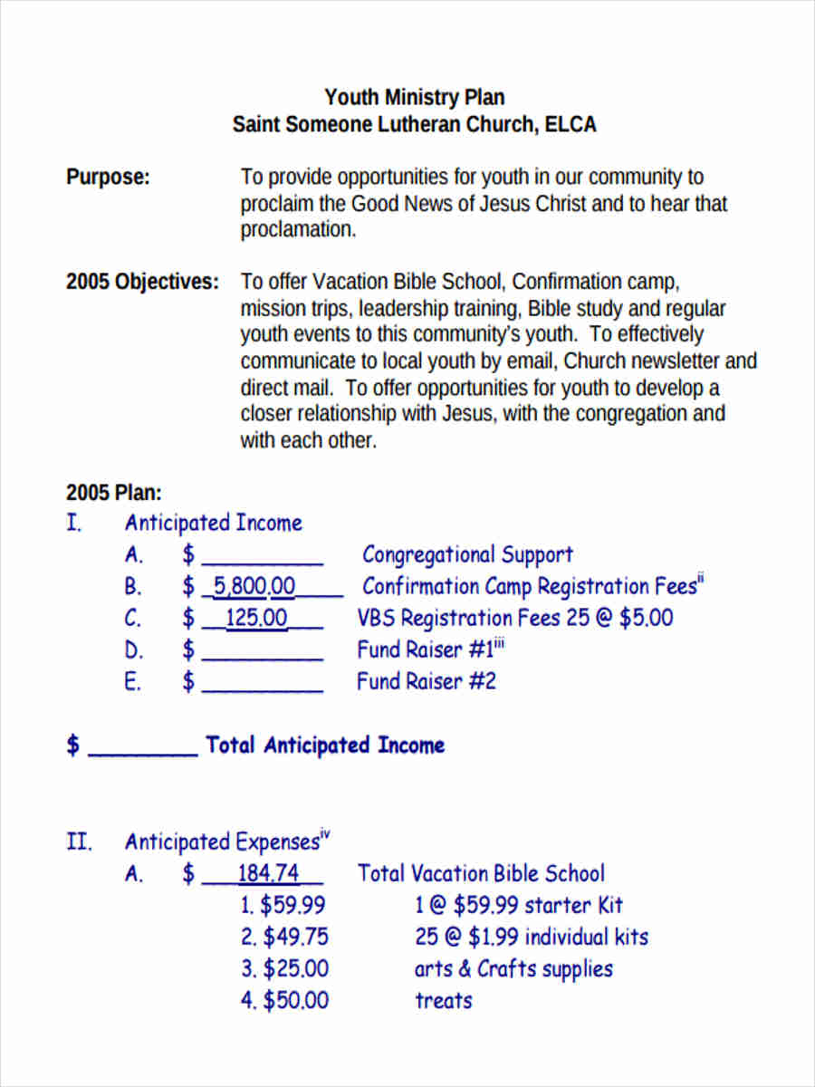 FREE 11+ Sample Church Budget Forms in MS Word  PDF Intended For Youth Camp Budget Template Regarding Youth Camp Budget Template