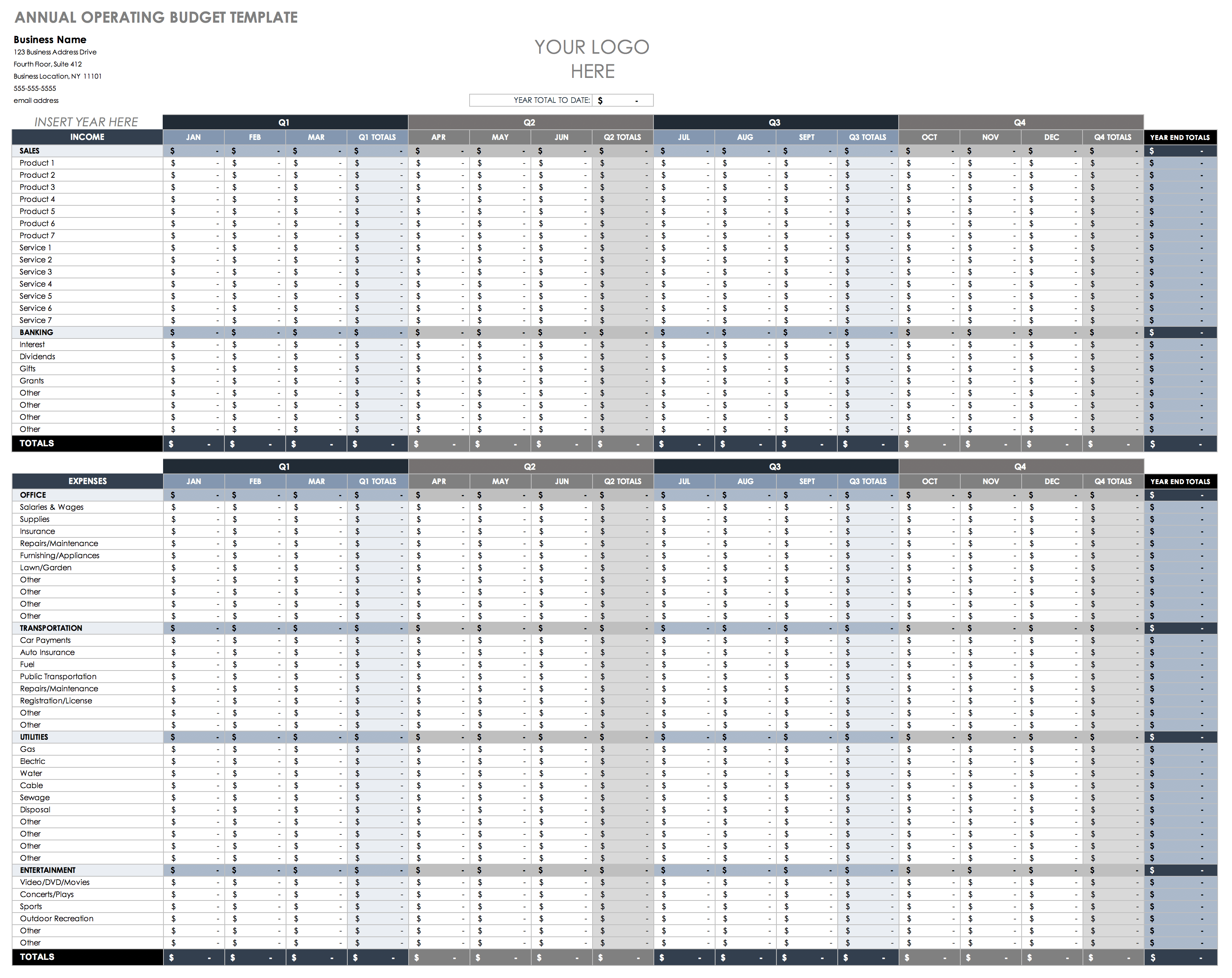 Free Annual Business Budget Templates  Smartsheet With Annual Expense Budget Template Inside Annual Expense Budget Template