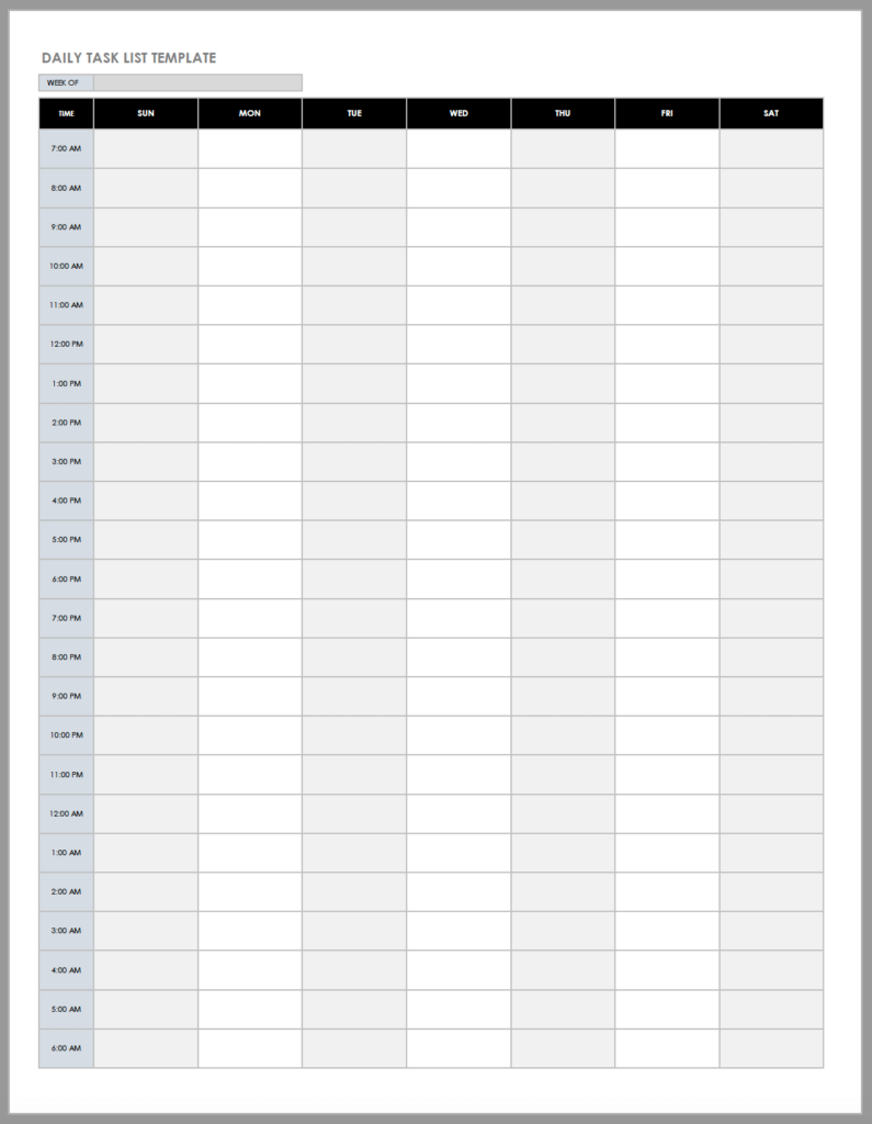 Free Daily Work Schedule Templates  Smartsheet Pertaining To Morning Routine Checklist Template